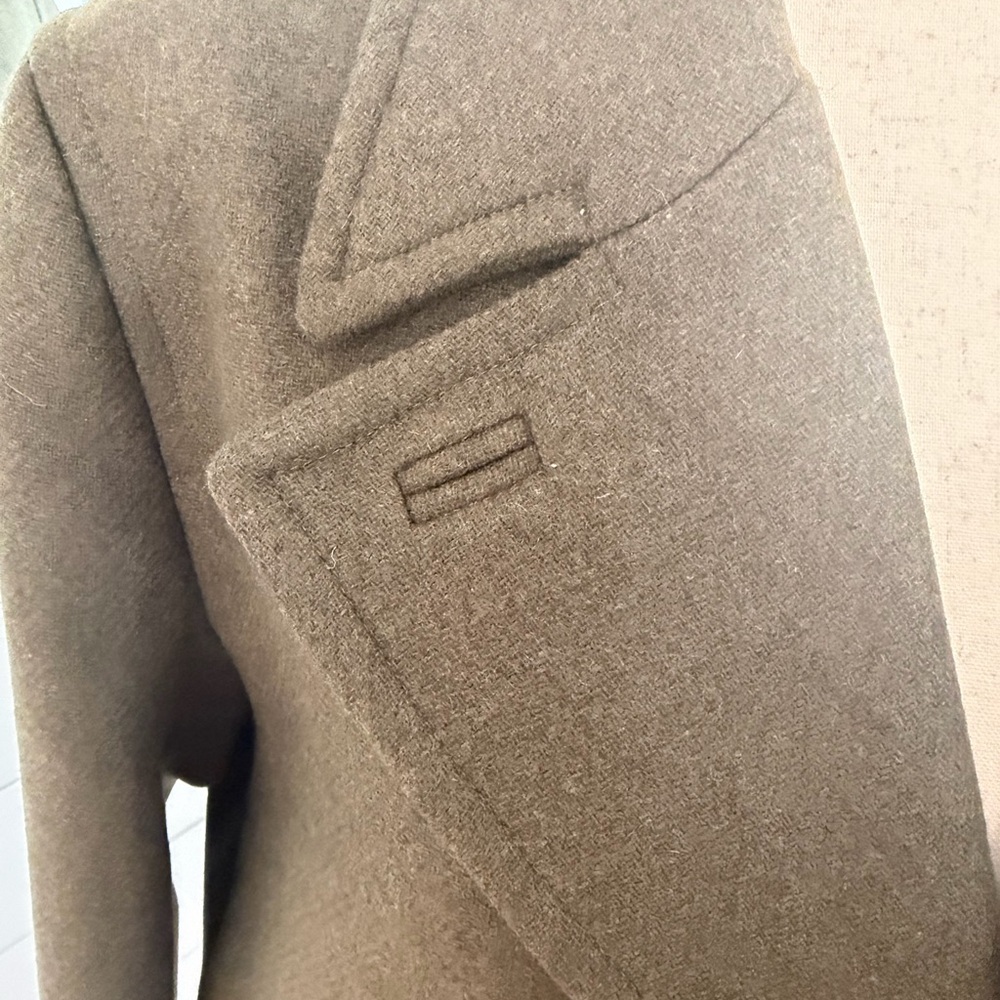 Ted Baker Men's Olive Wool Double-Breasted Military Style Peacoat - Large - Picture 10 of 12